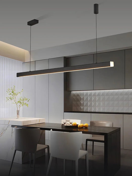 LED Linear Chandelier: Modern Minimalist Pendant Light for Dining Room & Kitchen Island