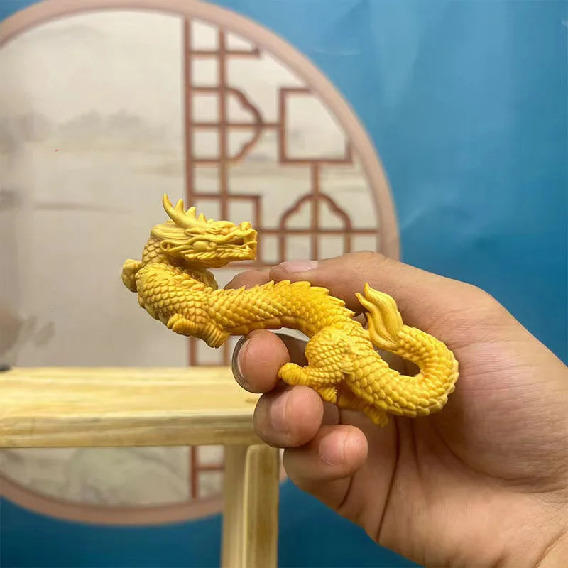 Natural Wood Shenlong Statue - Hand Carved Dragon | Home Office Decor