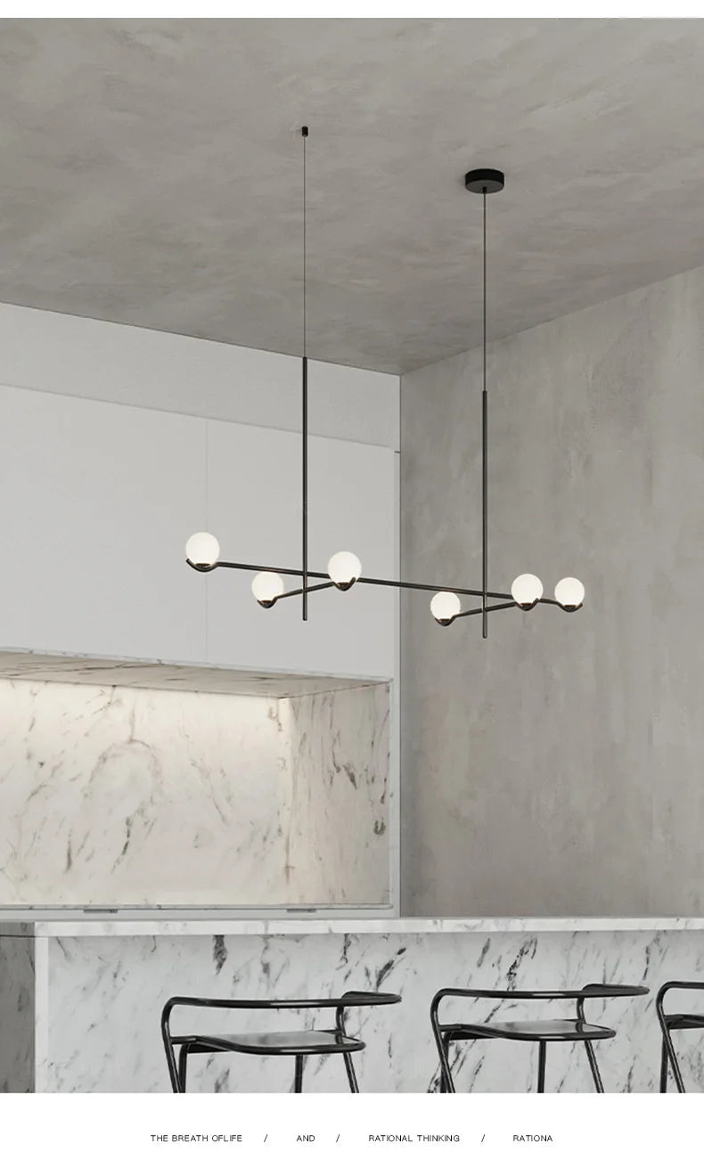 Chandelier: Modern Branching Globe Light in Black - 6 Lights