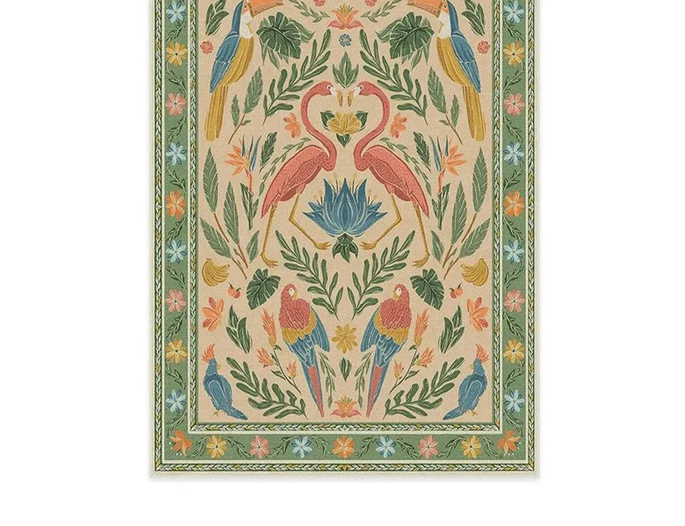 Bohemian Rug – Retro Animal & Plant Motif Carpet for Living Room & Bedroom