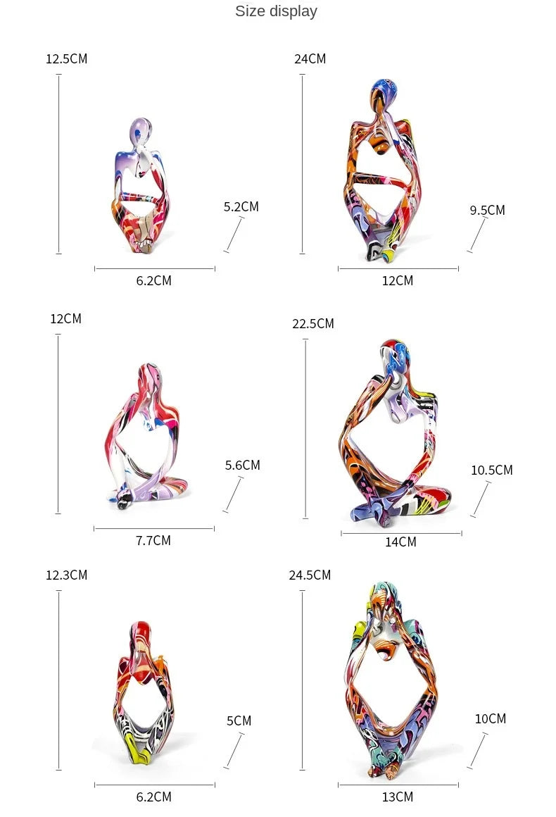 Resin Thinker Statue - Colourful Abstract Sculpture | Modern Home Decor