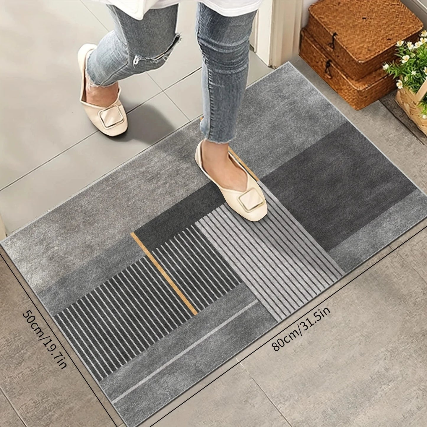 VIKAMA Minimalist Geometric Rugs Ideal For Hallways, Kitchen Mats, And Entrance Hall Doormats Durable And Easy-Care Home Décor