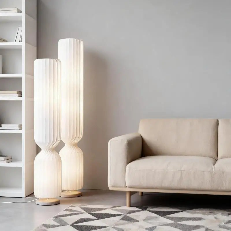 Floor Lamp: Sculptural Fluted Design in White - Modern Statement Lighting