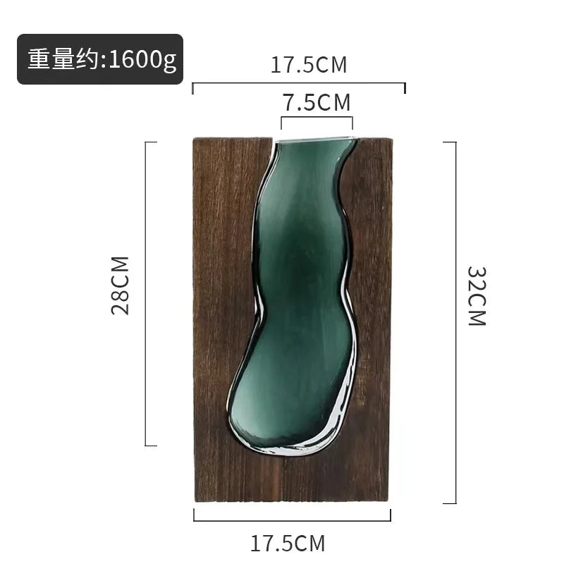 New Chinese style solid wood glass vase wholesale home designer decorative home hotel ornament high-end soft decoration