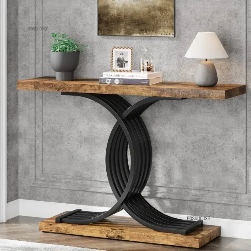 Creative Luxury Hallway Entryway Table Home Furniture Modern Living Room Villa Narrow Console Table with Geometric Metal Legs