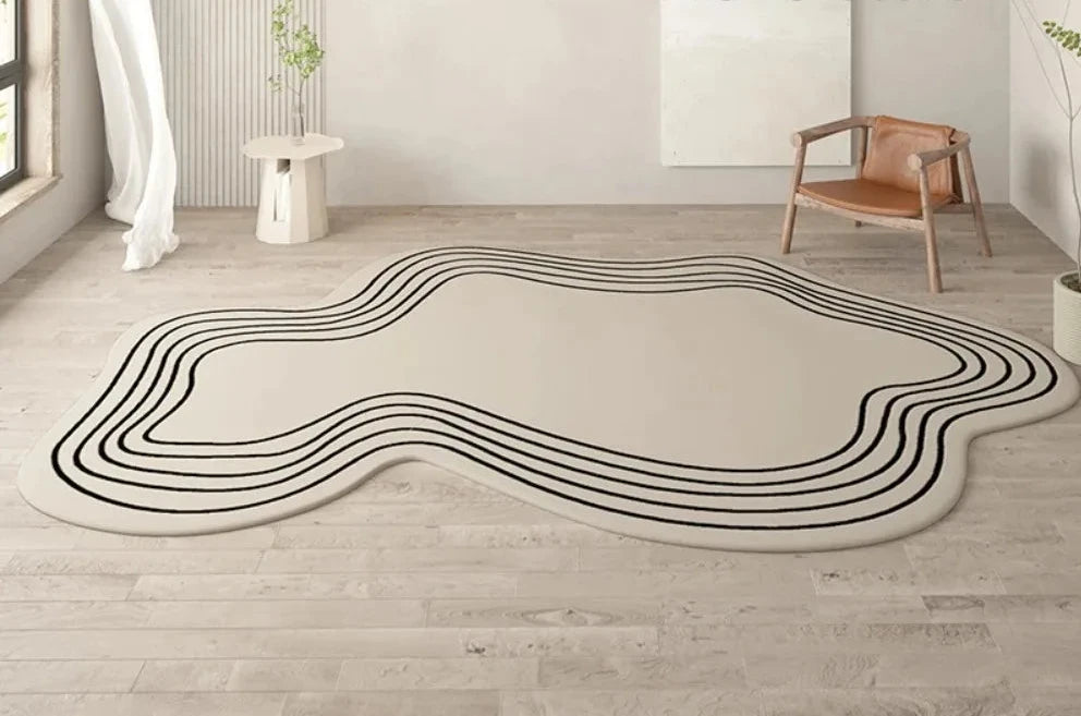 Minimalist Linear Rug - Modern Abstract Irregular Carpet