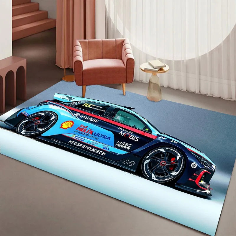 Racing Car Rug - 3D Print Non-Slip Floor Mat