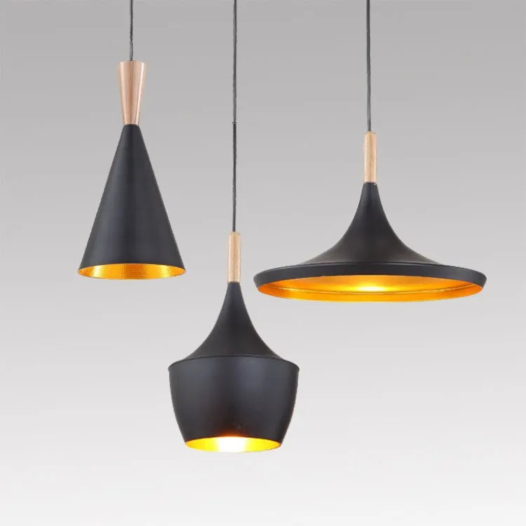 Pendant Light Set: Industrial Black & Gold in Multiple Shapes for Dining & Kitchen