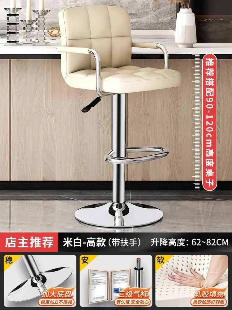 Upholstered Bar Stools 24-Inch Counter Height Stools Modern Kitchen Chairs with Metal Base PU Leather Stools