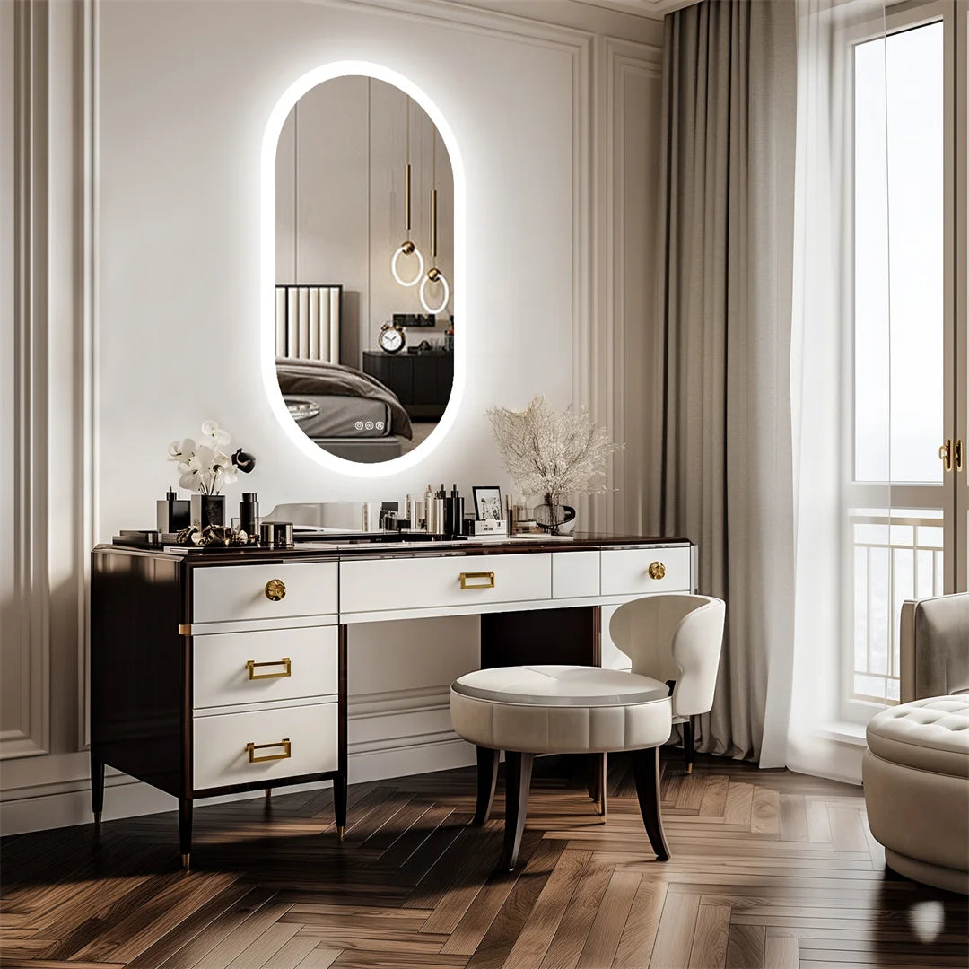 Backlit Lighted Bathroom Mirror LED Bedroom Vanity Mirror with Touch Sensor Dimming Defog