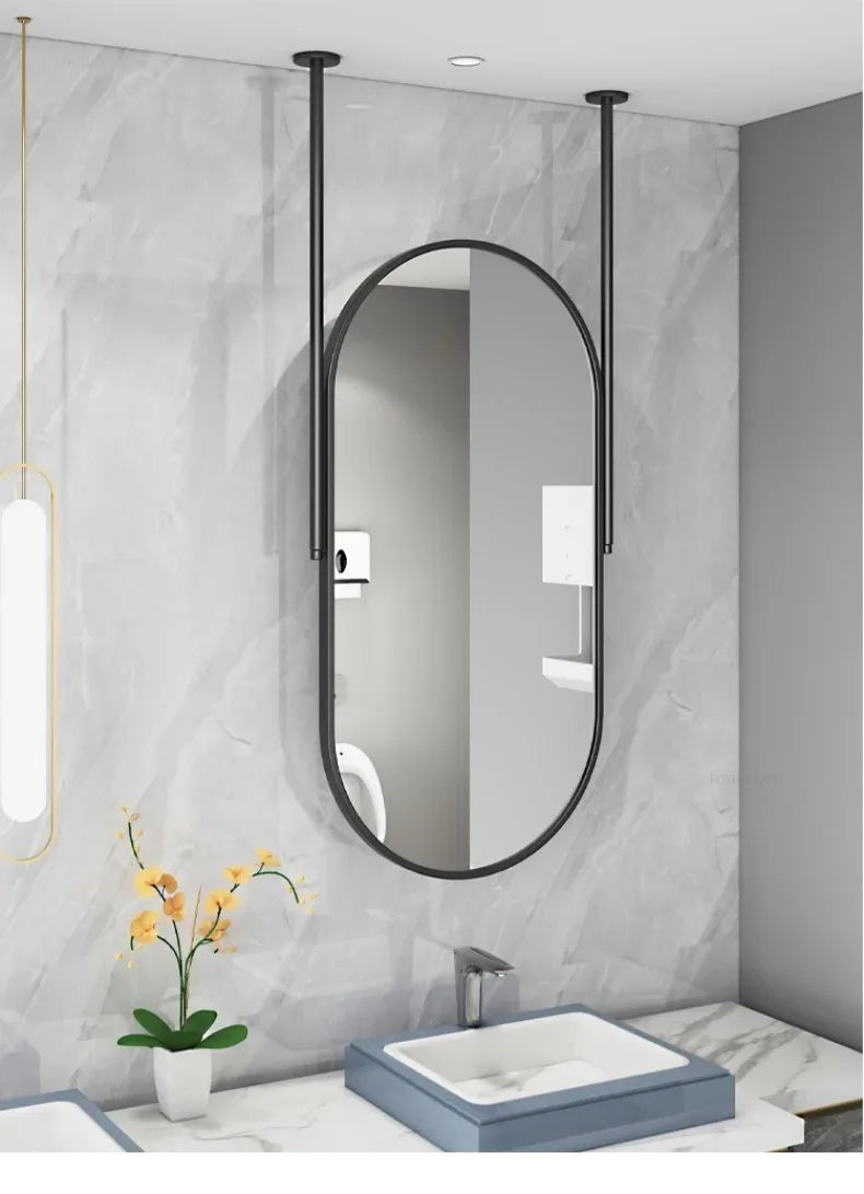 Oval LED Bathroom Mirror - Nordic Metal Frame, Gold Finish, 60x100cm