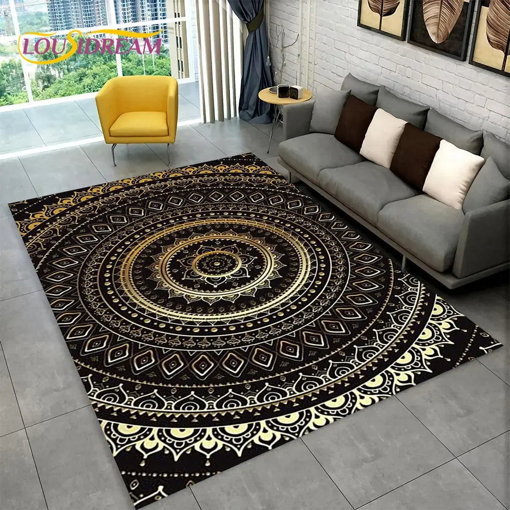 Bohemian Mandala Geometric Area Rug,Carpet Rug for Home, Living Room,Bedroom,Sofa,Doormat,Kitchen ,Kids Room-Non-slip Floor Mats