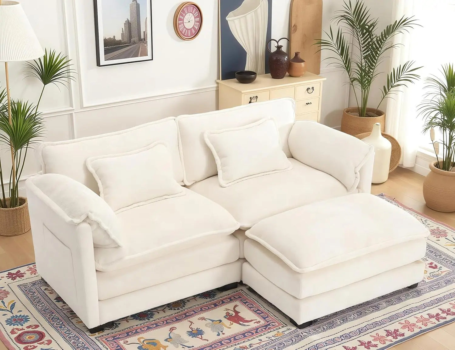 Cloud Couch 77": Oversized 3-Seat Chenille Loveseat with Removable Covers