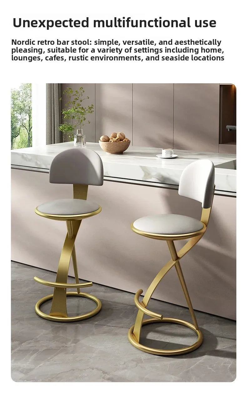 Adjustable Height Bar Stool with Backrest - Faux Leather Counter Stool with Footrest and X-Base Metal Frame