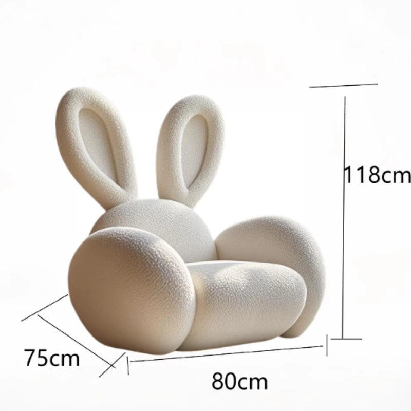 Cream Wind Creative Rabbit Fabric Sofas Living Room Single Sofa Furniture Couch Armchair White Pink Grey 1 Person Sofa luxury