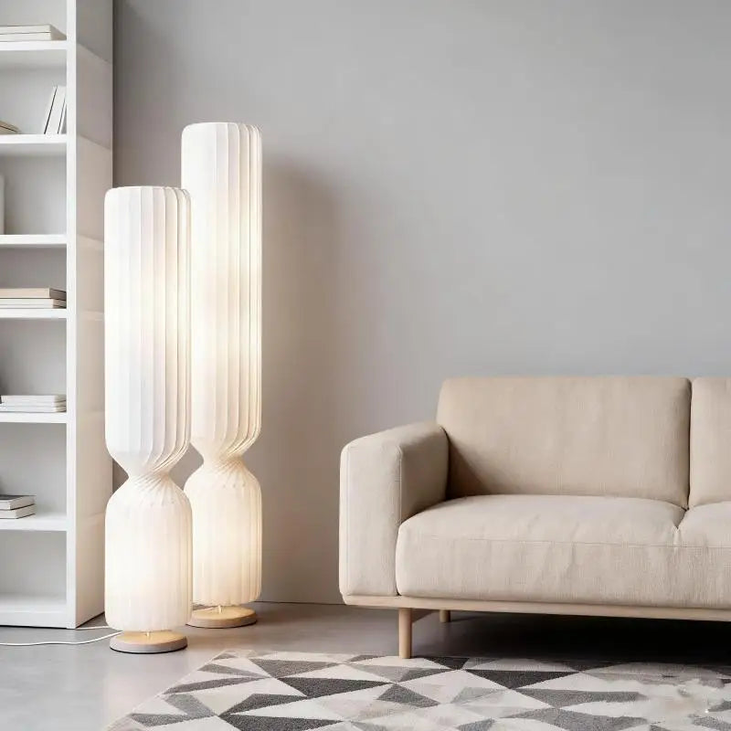 Floor Lamp: Sculptural Fluted Design in White - Modern Statement Lighting