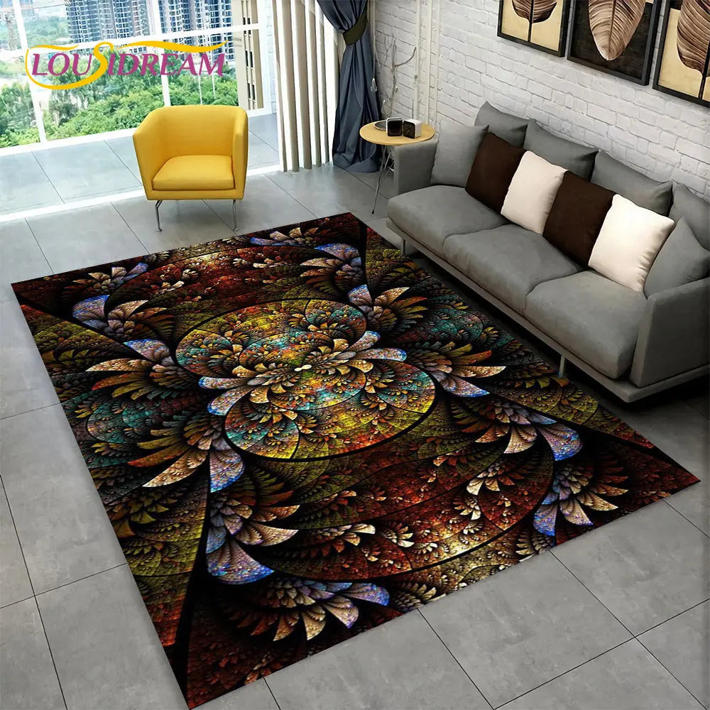 Bohemian Mandala Geometric Area Rug,Carpet Rug for Home, Living Room,Bedroom,Sofa,Doormat,Kitchen ,Kids Room-Non-slip Floor Mats
