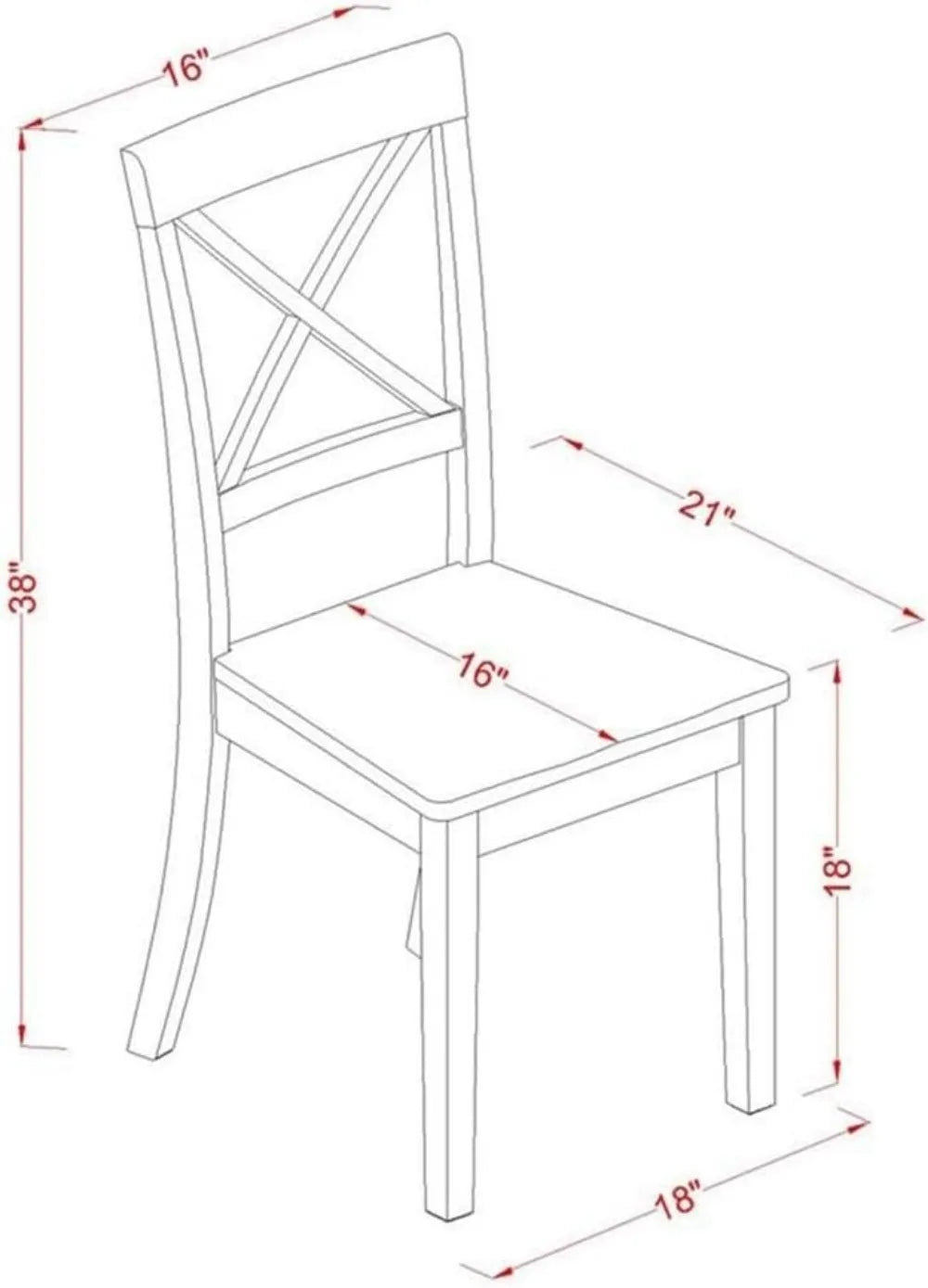 Modern Cross Back Dining Chairs, Set of 2 in Black with Solid Wood Seat for Elegant Home Decor