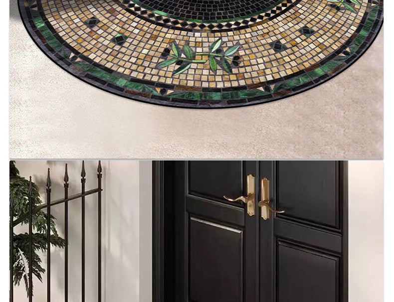 Semicircular Entrance Mat - Marble Texture Anti-Slip Door Rug