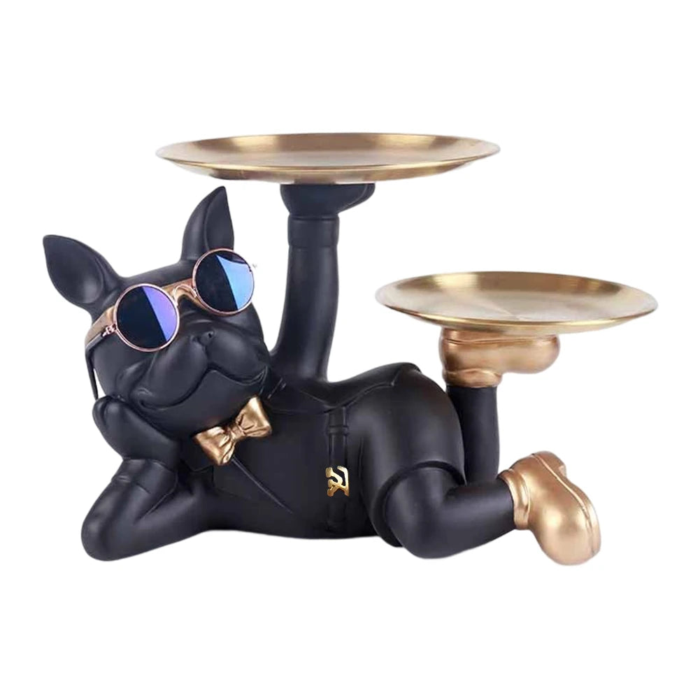 Magnate Pitbull Statue - Resin Sculpture with Storage Tray | Home Decor
