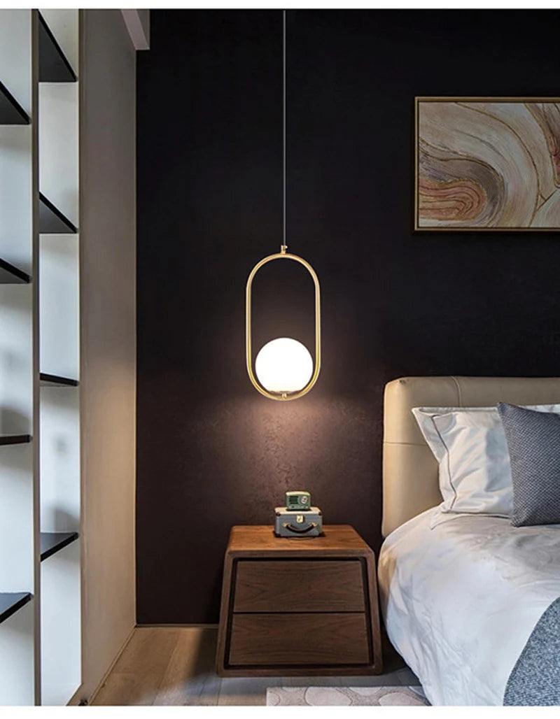 Nordic Glass Ball Pendant Lights Brass Black Hanging Lamp Modern Living Room Dining Bedroom Decor Ceiling Lighting Fixture House