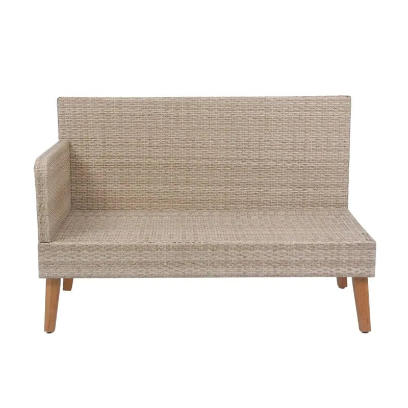 3-Piece Patio Sofa Set, Yellow Wicker Rattan Furniture with Dark Grey Cushions, Durable All-Weather Outdoor Sectional