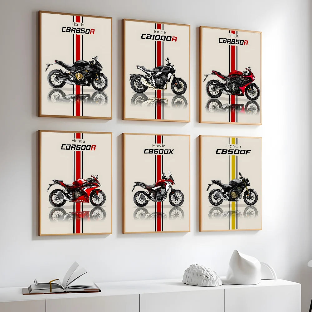 Bold H-HonDAS Motorcycle Poster Canvas Wall Art - Waterproof Print