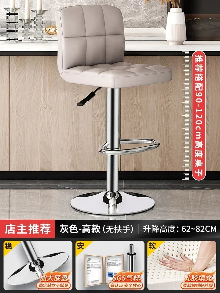 Upholstered Bar Stools 24-Inch Counter Height Stools Modern Kitchen Chairs with Metal Base PU Leather Stools