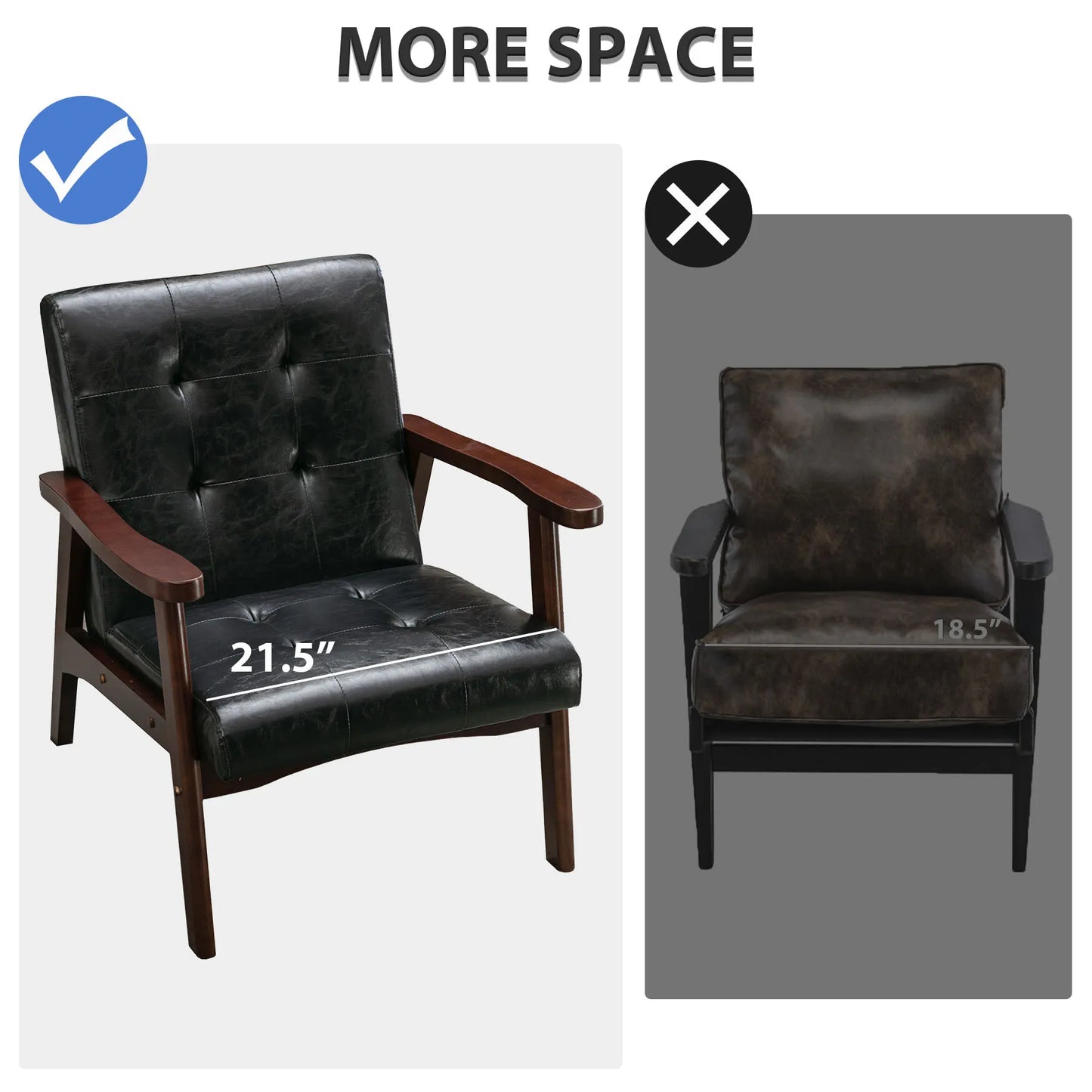 EBELLO PU Leather Reading Armchair Corner Chairs Accent Chair for Living Room Bedroom