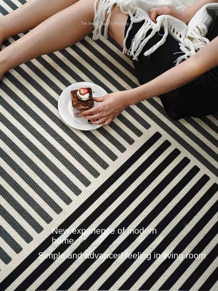 VIKAMA Living Room Rug Modern Simple Black Sofa Table Mat Light Luxury Bedroom Bed Blanket Home Crystal Velvet Large Area Mat