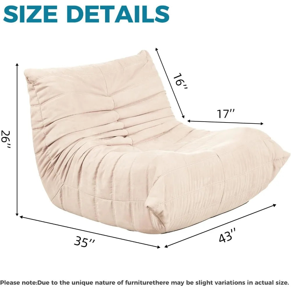 Channel-Quilted Bean Bag Floor Sofa - Memory Foam Lazy Couch - Multiple Colours