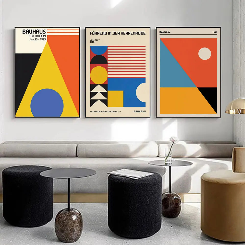 Bauhaus Geometry ,Mondrian Gallery Wall Pop Art ,Canvas Painting - Nordic Posters And Prints Wall Pictures For Living Room Decor