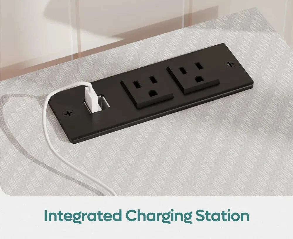 LED TV Stand with Power Outlets for 55/60/65 Inch TV, Gaming Entertainment Center with Cabinet for PS5, Modern TV Cabinet with