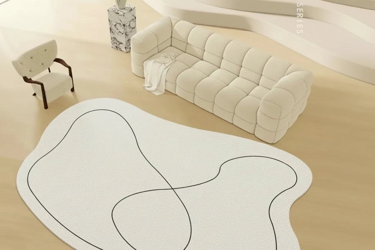 Minimalist Linear Rug - Modern Abstract Irregular Carpet