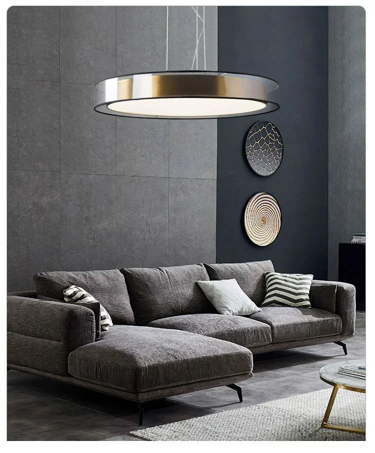 Pendant Light: Modern Circular Ring LED in Gold & White for Dining & Living Room
