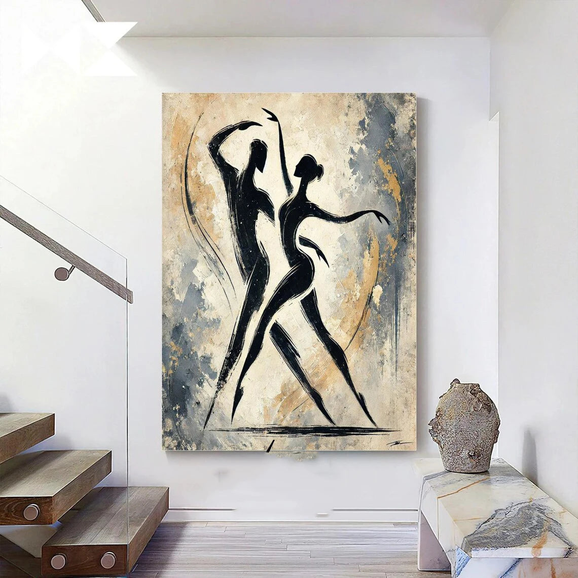 Large Modern White Textured Wall Art Painting Abstract Canvas Wall Orange Painting Handmade painting for Home Bedroom Wall Decor