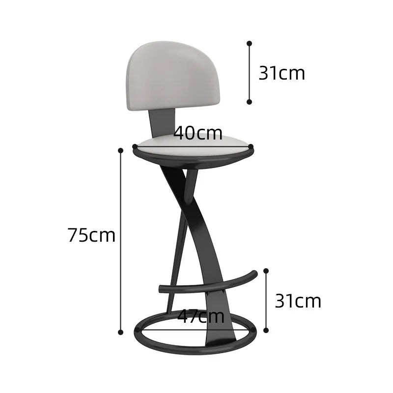 Adjustable Height Bar Stool with Backrest - Faux Leather Counter Stool with Footrest and X-Base Metal Frame