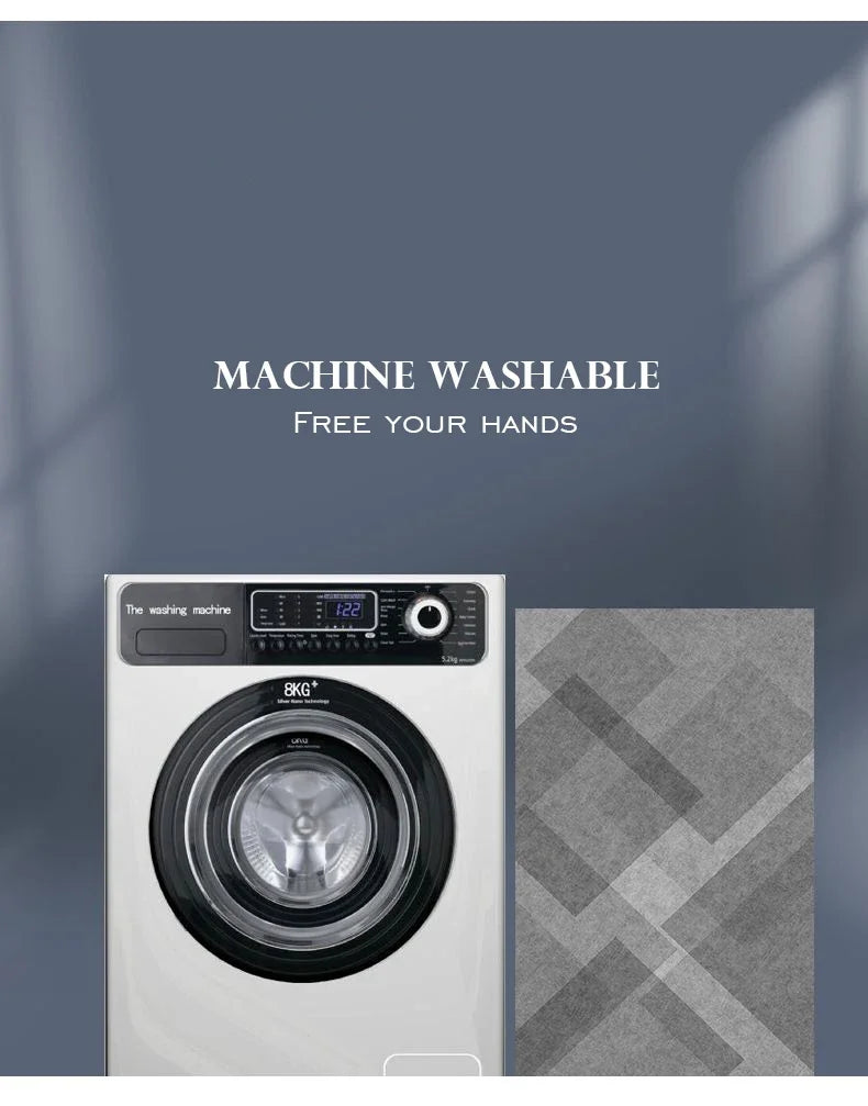 Nordic Abstract Geometric Rug – Washable Living Room Carpet