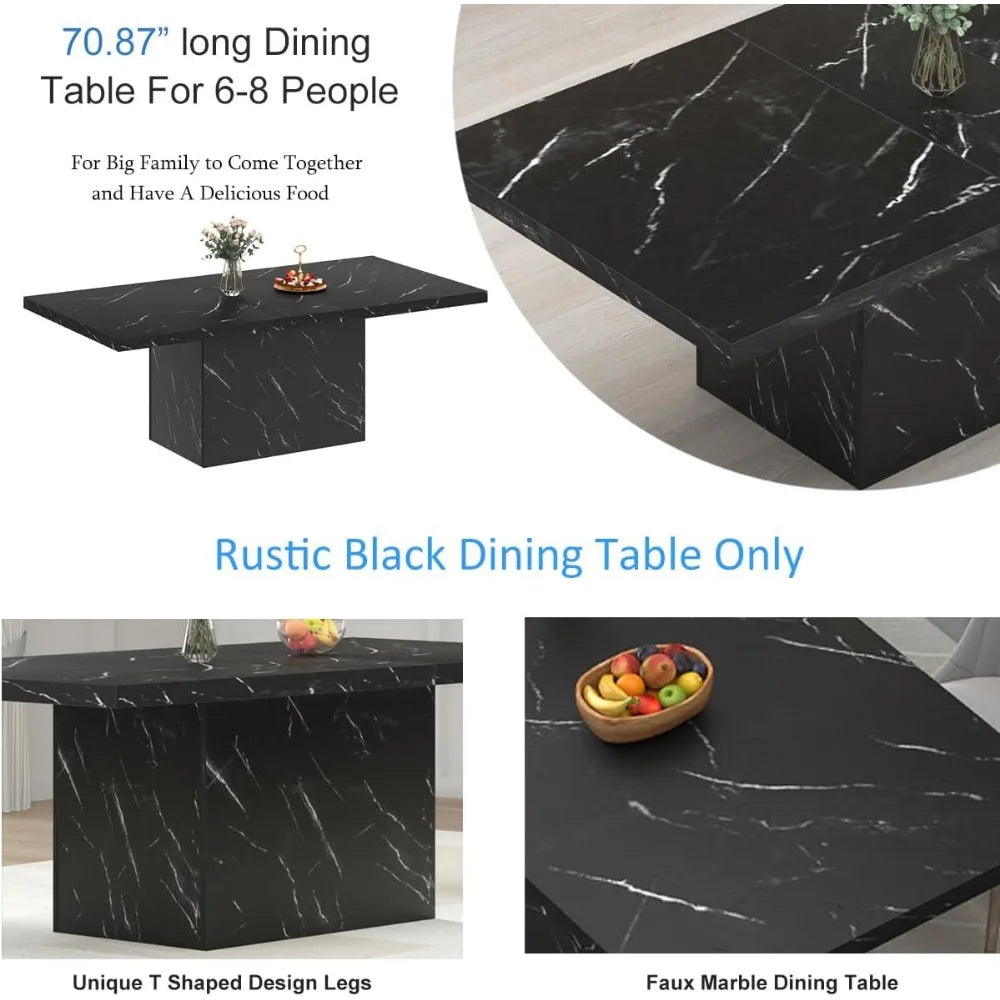 71” Dining Table for 6-8, Rectangle Modern Faux Marble Dinner Table, Large Dining Room Table for Kitchen Living Room,