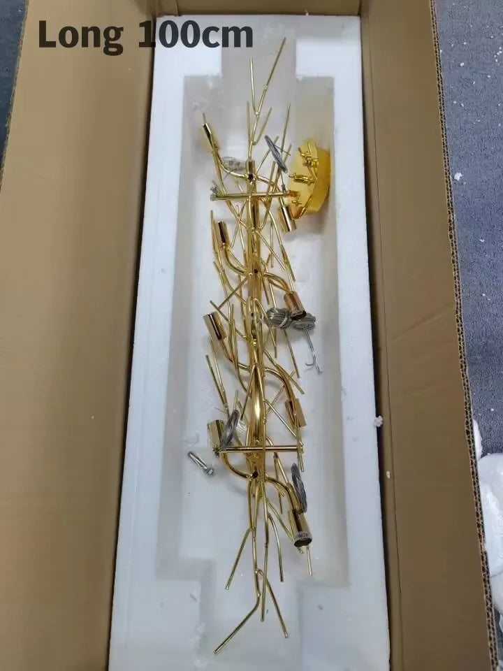 Ginkgo Leaf Chandelier 180cm: Modern Gold Pendant Light for Dining Room & Living Room