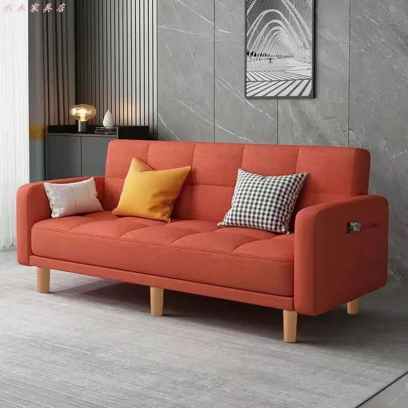 Sofa living room Small apartment rental room Folding sofa bed Single double bedroom Simple modern apartment Fabric sofa