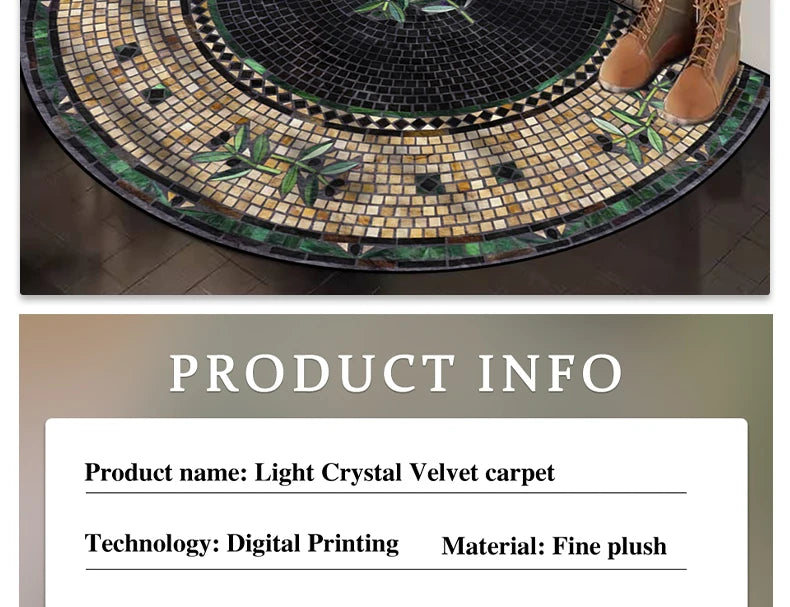 Semicircular Entrance Mat - Marble Texture Anti-Slip Door Rug