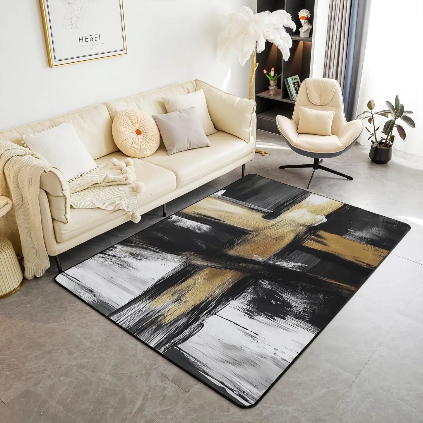 Modern Abstract Brushstroke Rug - Contemporary Art Carpet