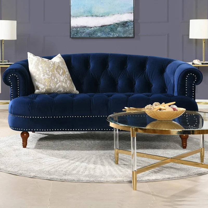 Velvet Sofa 3-Seat: Luxurious Upholstered Couch for Living Room, Hotel & Apartment