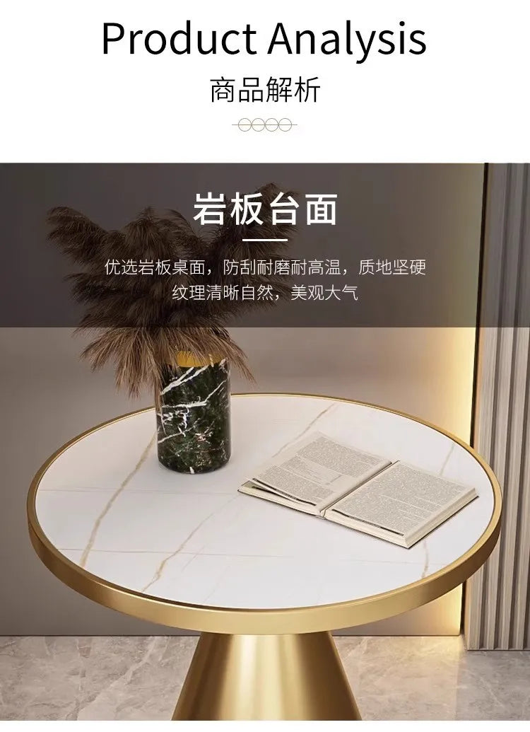 High Quality Golden Stainless Steel Round Small Side Coffee Table for Cafe Living Room