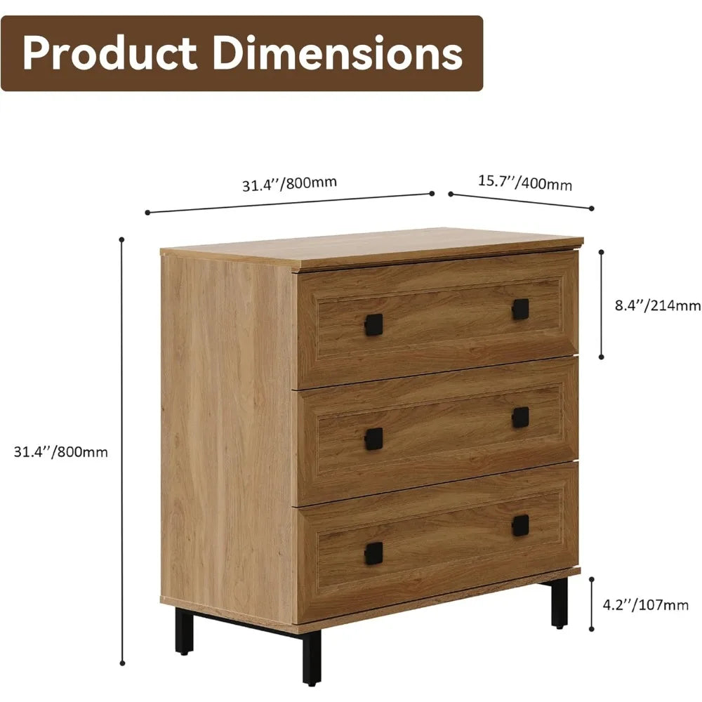 Modern Drawer Dresser for Bedroom with 3 Drawers,Chest of Drawers with Organizer Storage for Bed Room,Livingroom Hallway