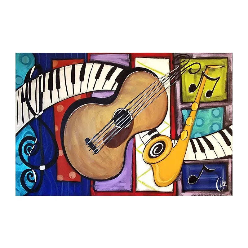 Abstract Music Guitar Canvas Painting  Wall Art Posters  Prints Cuadros Decor for Living Room No Frame  Artistic Home Decor