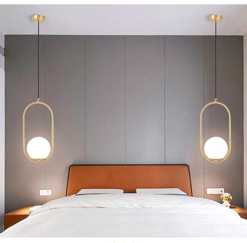 Nordic Glass Ball Pendant Lights Brass Black Hanging Lamp Modern Living Room Dining Bedroom Decor Ceiling Lighting Fixture House