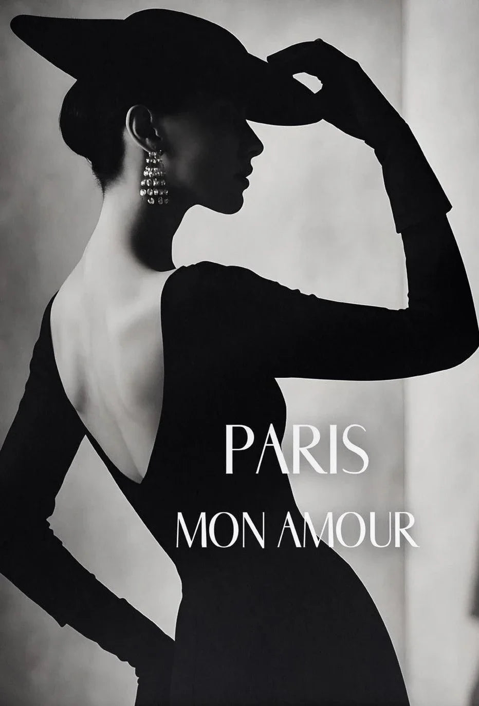 Paris Fashion Wall Art ,Eiffel Tower Poster Black White Chic Canvas Painting Print for Living Room Home Decor