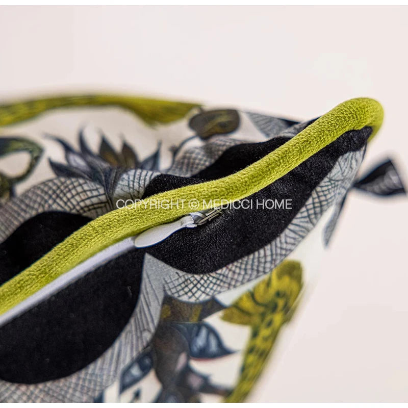 Medicci Home Luxury Monogrammed Lumbar Cushion Cover Green Brush Fringe Monogram Accent Throw Pillow Case Personalized Gifts